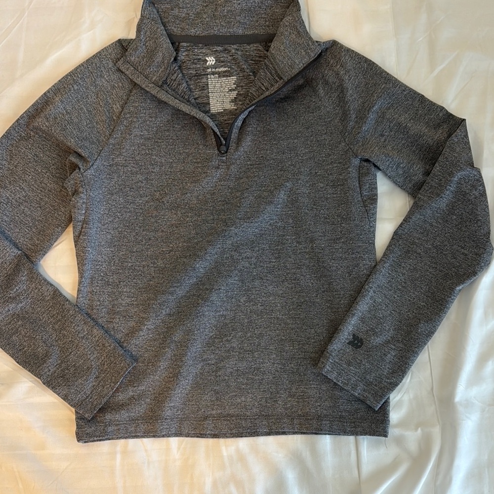 Unisex Charcoal Sports Zip-Up Pullover
